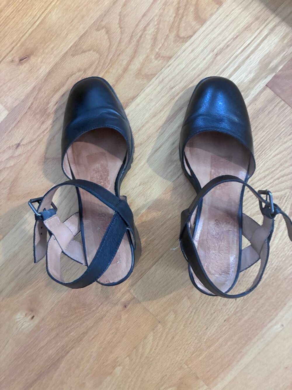 Madewell The Claudie Heeled Lugsole Closed Toe Sandal Black Leather Size 9